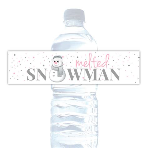 melted snowman water bottle label printable printable templates
