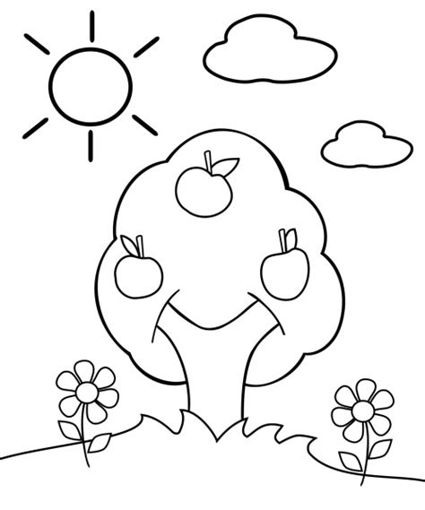 apple tree printable coloring pages