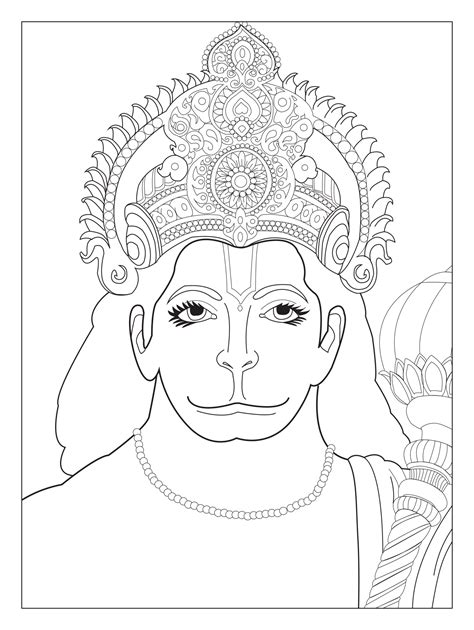 hanuman chest  divine monkey india adult coloring pages