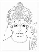 Hanuman Colorear Hindu Bollywoood Indien Erwachsene Malbuch Fur Adulti Buste Dieu Hindou Chest Justcolor Inde Gods Singe Surnommé Divin Alias sketch template