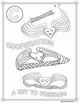Cooperation Alphabet Heart sketch template