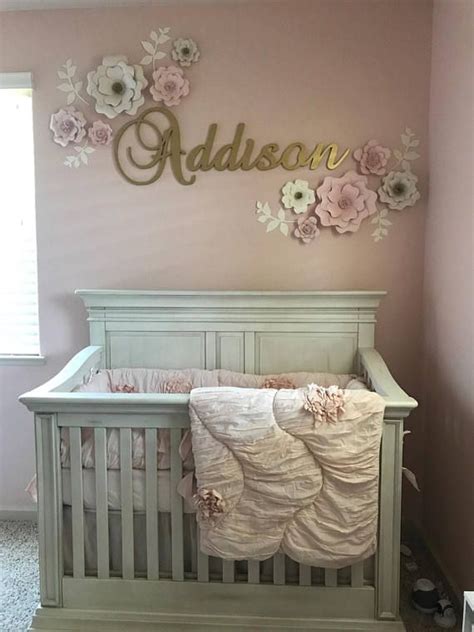paper flower wall decor girls room kids wall  rustic baby girl