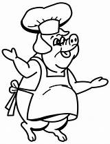 Varken Kleurplaten Kleurplaat Schwein Pig Cochon Coloriages Maiali Schweine Cozinheiro Porco Kok Gifs Babi Mewarnai Boerderij Pigs Porc Ausmalbild Bergerak sketch template