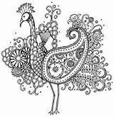 Coloring Pages Peacock Intricate Paisley Printable Animal Zentangle Colouring Adults Adult Impression Obsession Davies Hannah Stamp Sheets Color Kids Peacocks sketch template