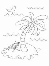 Coloring Summer Pages Island Colouring Kids Beach Printable Preschool Palm Tree Getdrawings Getcolorings sketch template