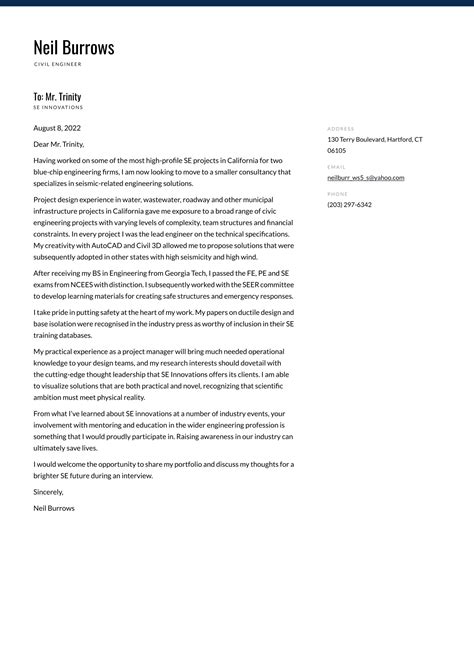 civil engineer cover letter examples expert tips resumeio