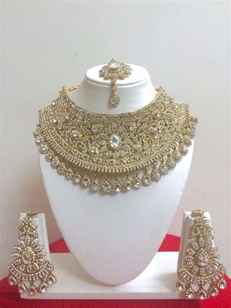 indian bollywood style fashion gold plated bridal jewelry necklace set