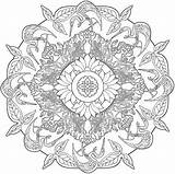 Coloring Nature Mandala Mandalas Pages Adult Book Colouring Printable Drawing Dover Therapy Adults Publications Books Color Painting Sheets Para Doverpublications sketch template