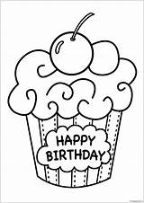 Cake Pages Birthday Coloring Happy sketch template
