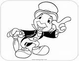 Cricket Jiminy Coloring Pages Pinocchio Printable Disneyclips Disney sketch template