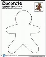 Gingerbread Man Coloring Christmas Pages Printable Decorate Template Preschool Sheets Worksheets Crafts Blank Sheet Kindergarten Color Preschoolers Print Projects Outline sketch template