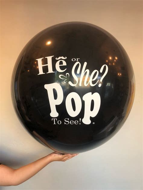 Gender Reveal Balloon Black He Or She Pop To See Gender Etsy