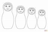 Dolls Matryoshka Coloring Printable Pages Doll Nesting Drawing Russia Craft Blank Kids Printables sketch template
