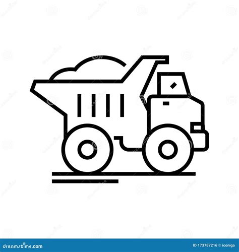 dump truck  icon concept sign outline vector illustration linear