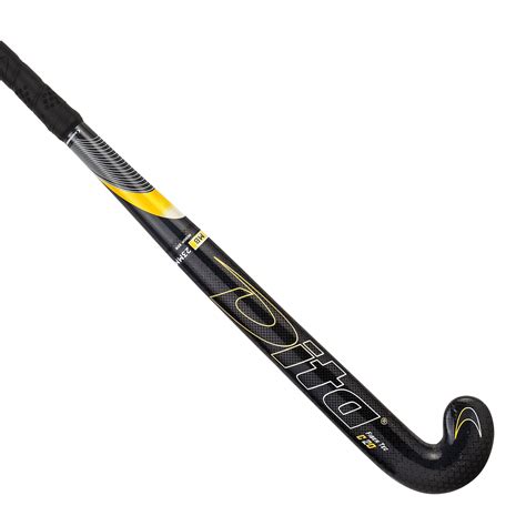 stick de hockey ado  carbone mid bow fibertec  gris jaune dita decathlon