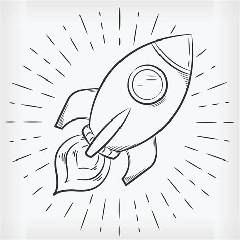 doodle rocket ship simple handdrawn sketch vector illustration clipart