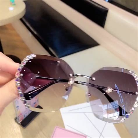 2020 vintage fashion oversized rimless sunglasses women famous luxury