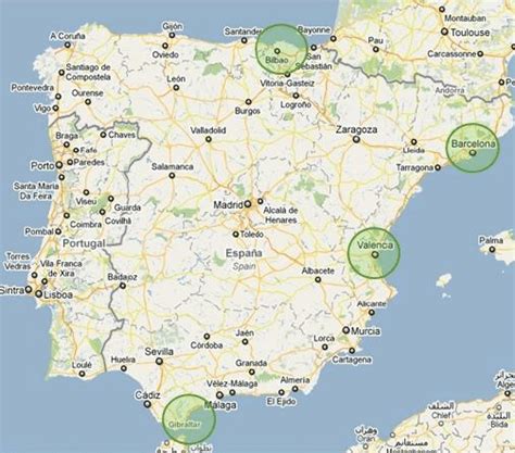 map  spain showing location    major ports valencia  scientific diagram