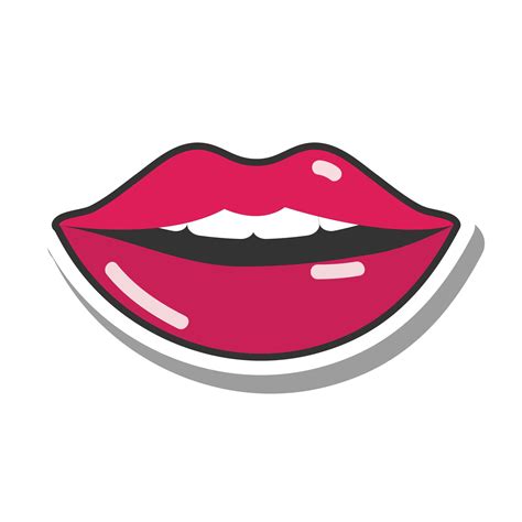 pop art mouth and lips red sexy lips mouth teeth line and fill icon