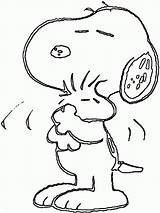 Snoopy Woodstock Hug Tight Valentine sketch template