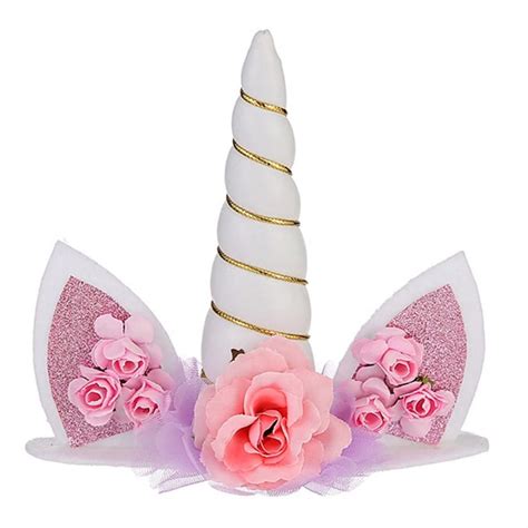 kitchen domain unicorn horn cake topper white