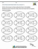 Math Coloring Kindergarten Sheets Frog Subtraction Worksheets Sheet sketch template