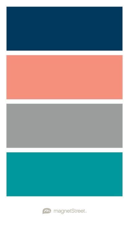 Navy Coral Custom Gray And Teal Wedding Color Palette Custom Color