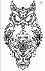 Coloring Pages Adult Owl Adults Printable Animal Printables Stencils Tattoo sketch template