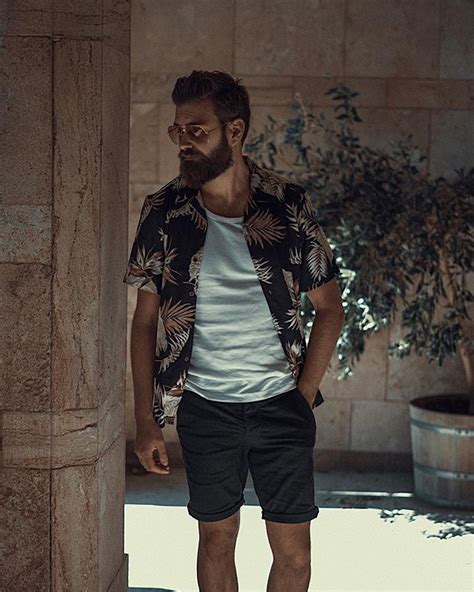 beard hair style shirt with flowers and yellow