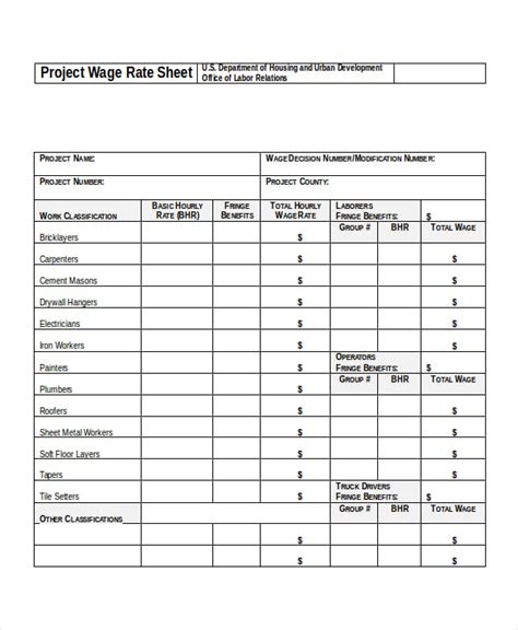 templates rate sheet template   word excel  document