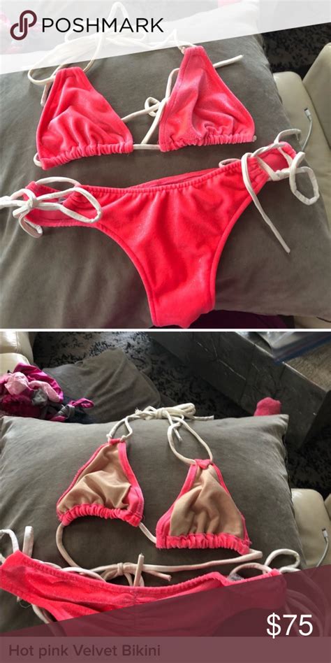 Hot Pink Velvet Bikini Spring Break Will Fit Up To A 34c Bust And Small