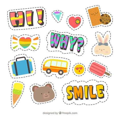 descarga gratis conjunto divertido de pegatinas adorables cute stickers
