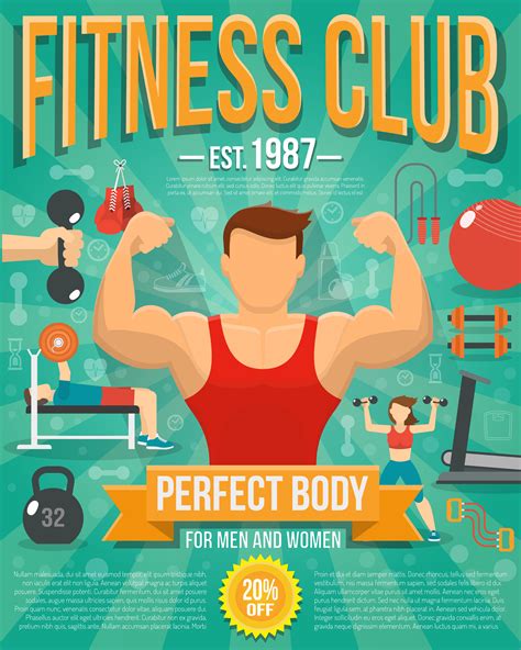 fitness poster illustration  vector art  vecteezy