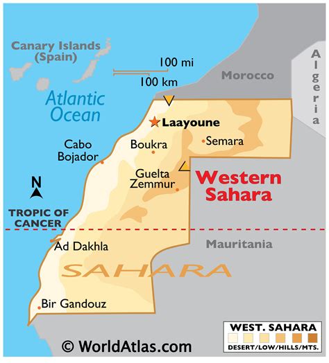 western sahara large color map
