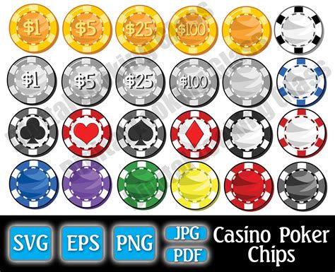 poker chips coins bundle  art svg jpg  eps png digital etsy