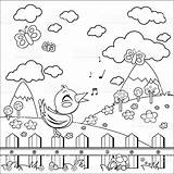 Countryside Coloring 1024px 15kb 1024 Drawings Fence Singing Sitting Alamy Bird Book sketch template