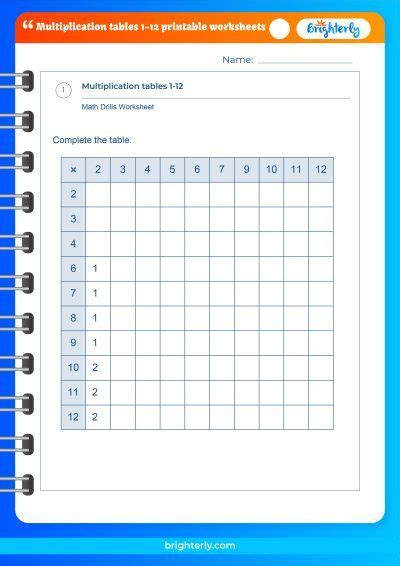 multiplication tables   printable worksheets pdfs brighterly