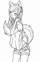 Coloring Neko Anime Girl Pages sketch template