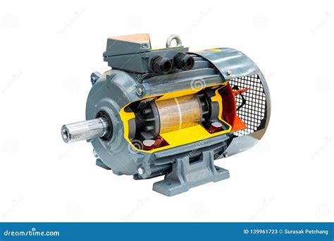 cross section detail  modern  high technology electric motor isolated  white