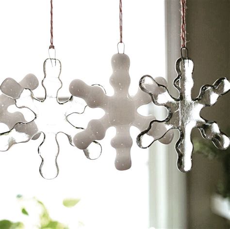 Glass Snowflake Ornament Clear Fused Glass Snowflake Etsy