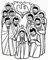 Pentecost Holy Spirit Coloring Apostles Pray Christian Choose Board sketch template