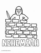Nehemiah Coloring Wall Bible Builds Kids Crafts Pages Sheets School Sunday Rebuilds Activities Preschool Lessons Rebuilding Walls Color Story Printables sketch template