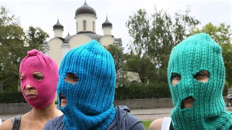 Pussy Riot Supporters Take Part In A Protest In Front Of The Russian