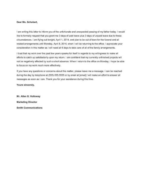 sample leave  absence letter  employer collection letter template