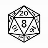 Dice 20 Sided Line sketch template