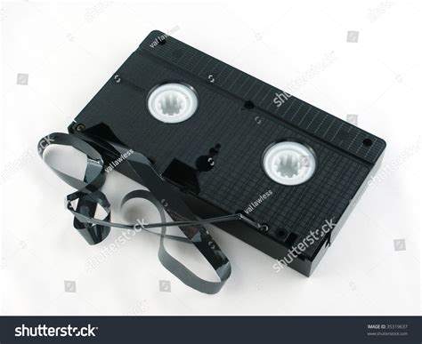 vcr tape  ripped ribbon isolated  white stock photo  shutterstock