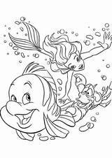 Mermaid Little Sebastian Flounder Coloring Pages Printable sketch template