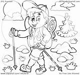 Hiking Clipart Boy Lineart Poles Illustration Happy Visekart Clip Royalty Vector sketch template