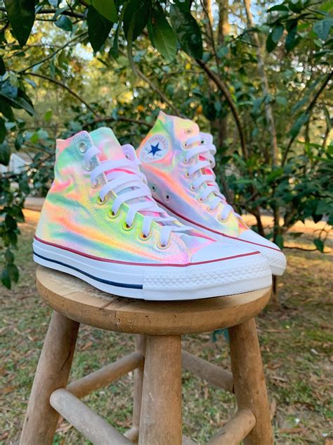 rainbow fade custom converse shoes   order rainbow high tops etsy