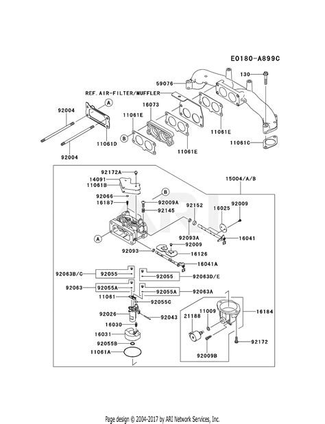 kawasaki fxv bs  stroke engine fxv parts diagram  carburetor